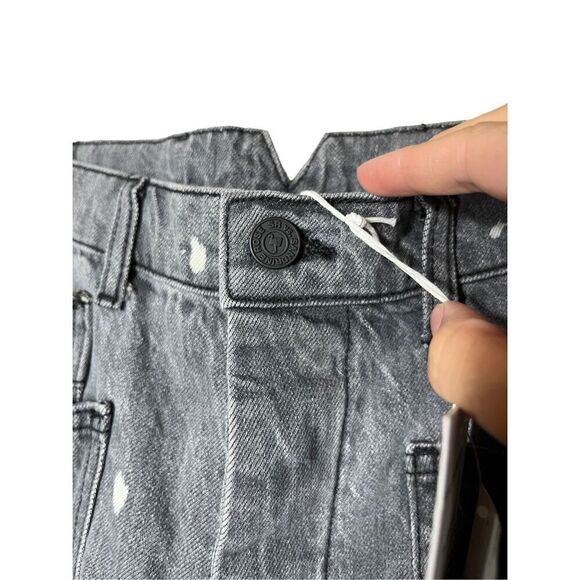 Sandrine Rose Womens Polka Dot Gray Wide Leg Button Fly Buckle‎ Back NWT Size 28 - Picture 6 of 13